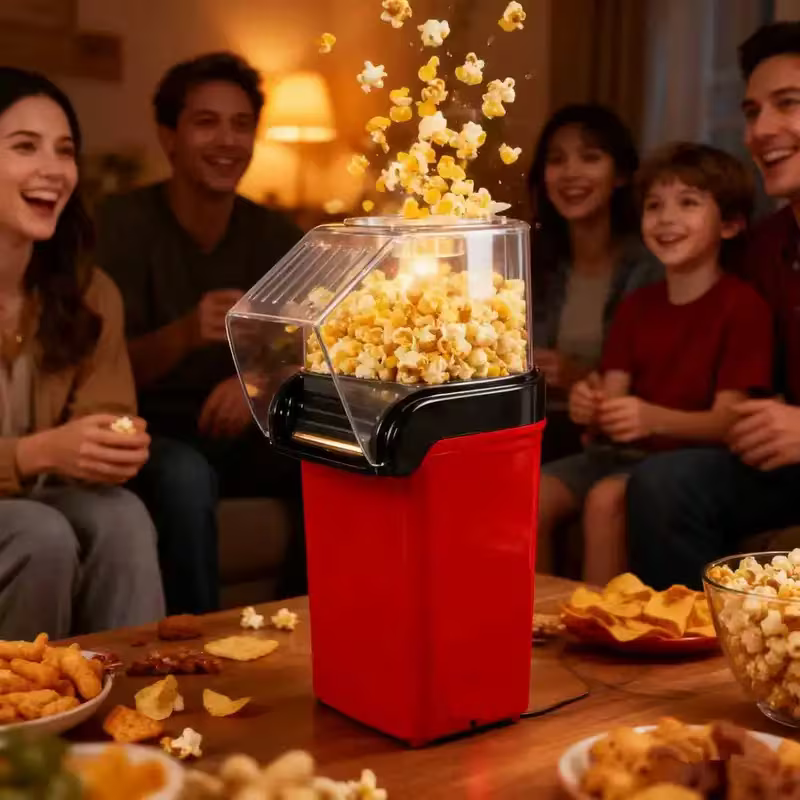 Electric Hot Air Popcorn Machine (No Oil Needed, Crispy Kernel Heating)