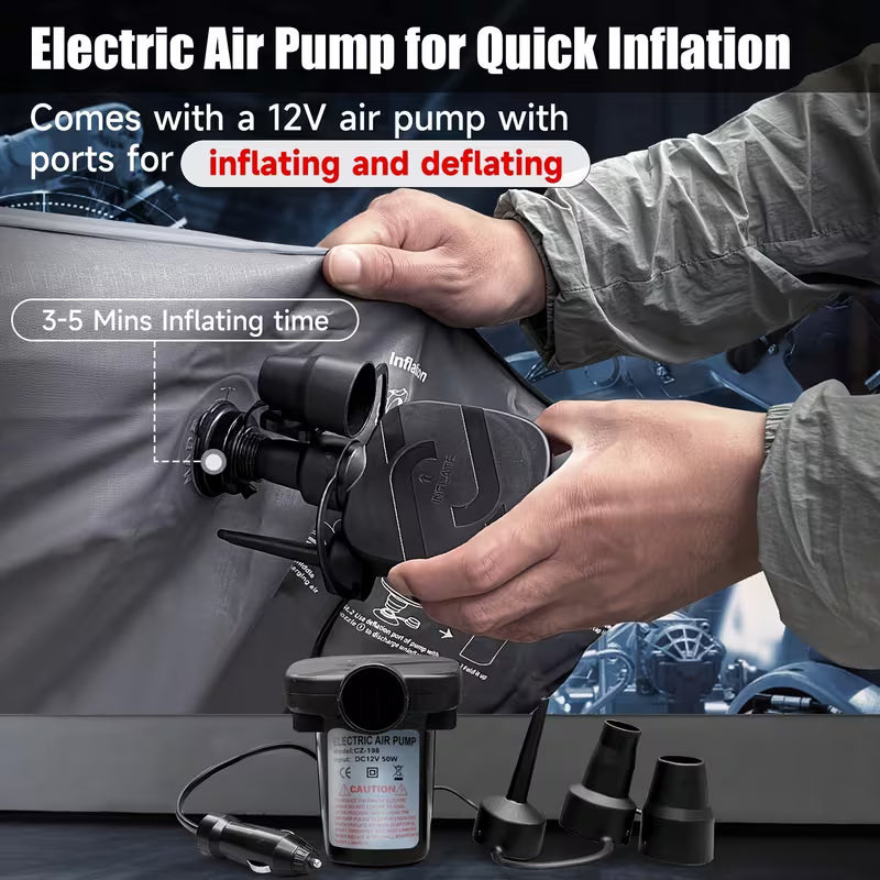 Car Backseat Inflatable Mattress (High Quality Portable Air-Bed w/ 2 Pillows)