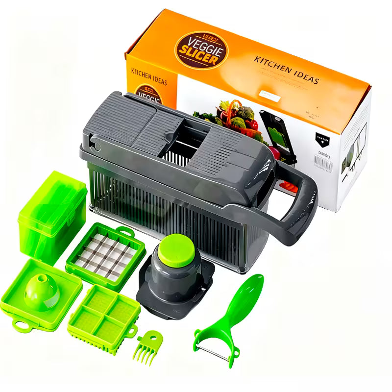 Multifunctional Vegetable Cutter with Gray Container