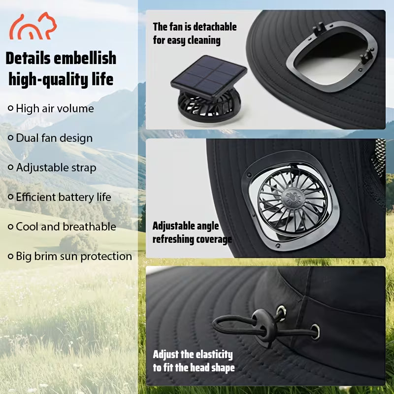 SOLAR FAN HAT (USB CHARGING,ADJUSTABLE STRAP)