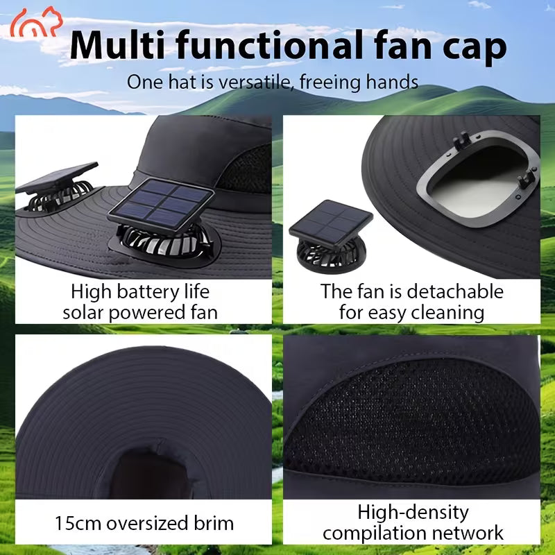 SOLAR FAN HAT (USB CHARGING,ADJUSTABLE STRAP)