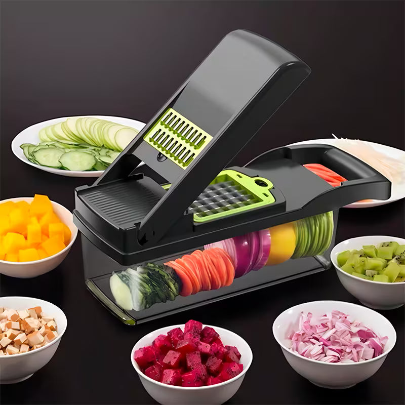 Multifunctional Vegetable Cutter with Gray Container