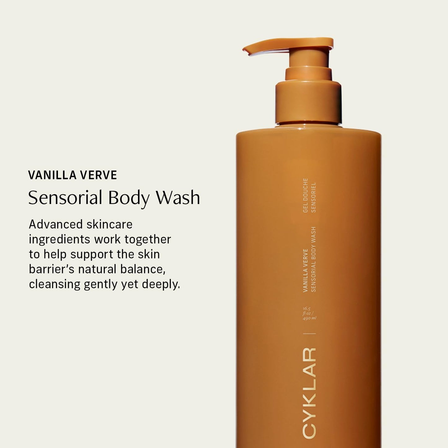 CYKLAR  Vanilla Verve Sensorial Body Wash for Moisture Barrier