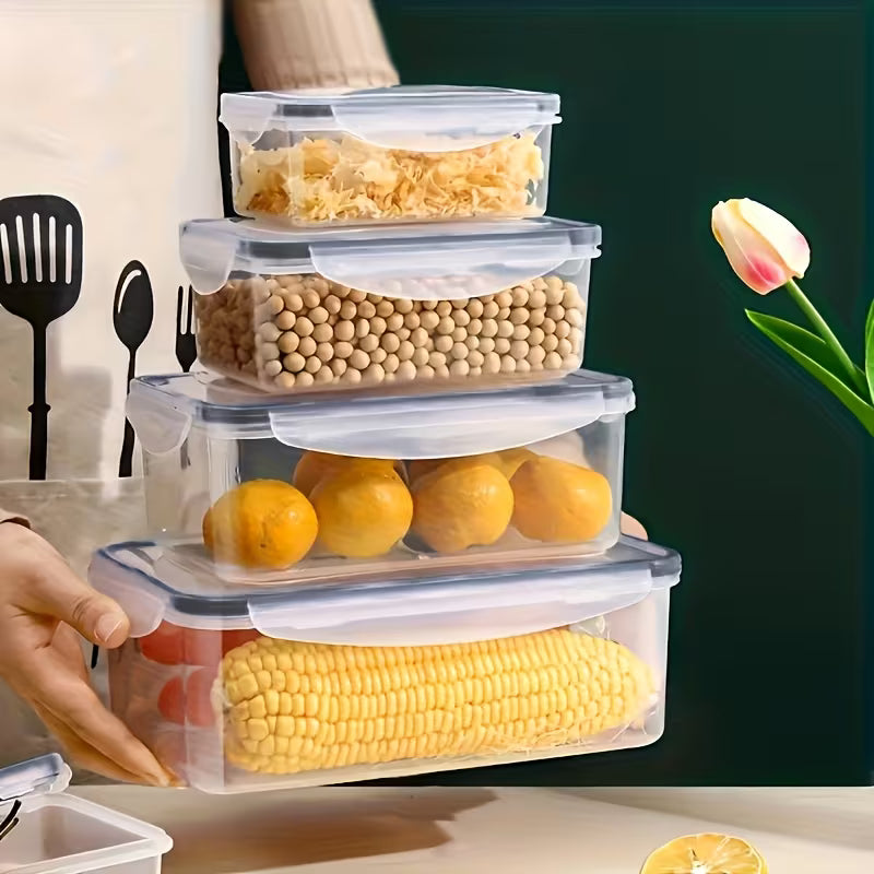 (4 Containers + 4 Lids) Multi-Size Food Storage Containers with Airtight Lids - Suitable for Storing a Variety of Foods Such As Fruits, Vegetables, Pasta, Etc. - Microwaveable,