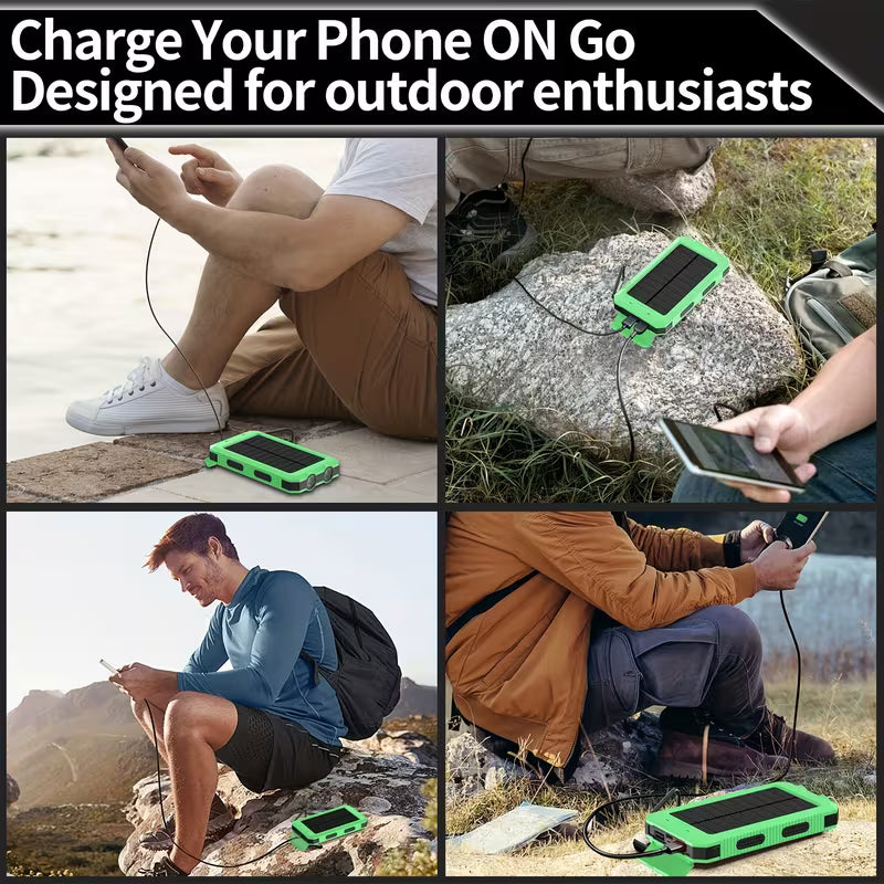 Solar Power Bank USB INPUT 12800MAh/Ultra Bright Flashlight and Compass Integrated