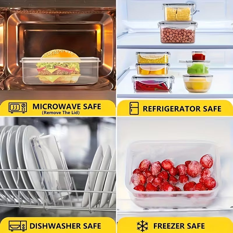 (4 Containers + 4 Lids) Multi-Size Food Storage Containers with Airtight Lids - Suitable for Storing a Variety of Foods Such As Fruits, Vegetables, Pasta, Etc. - Microwaveable,