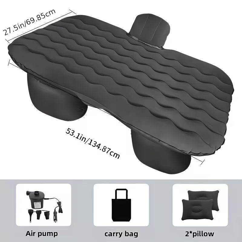 Car Backseat Inflatable Mattress (High Quality Portable Air-Bed w/ 2 Pillows)