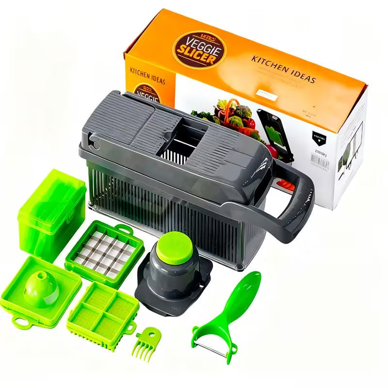 Multifunctional Vegetable Cutter with Gray Container
