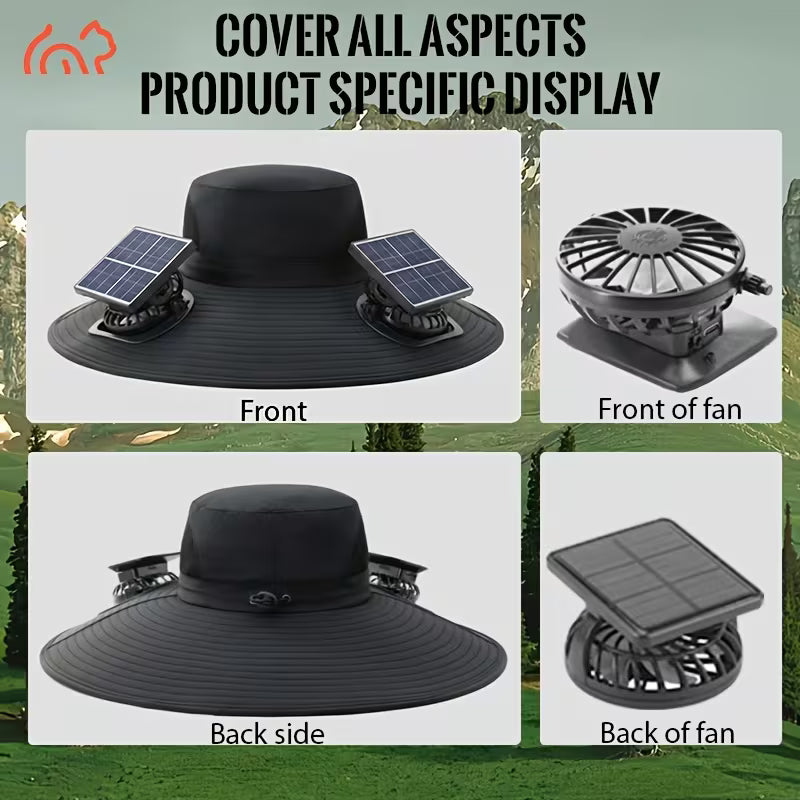 SOLAR FAN HAT (USB CHARGING,ADJUSTABLE STRAP)