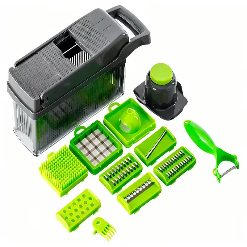 Multifunctional Vegetable Cutter with Gray Container